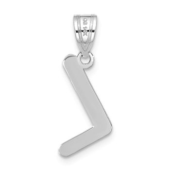 Rhodium Over 14k White Gold Polished Bubble Letter L Initial Pendant