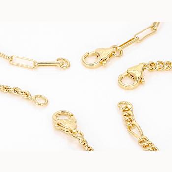 Rope, Paperclip And Figaro Link Bracelet Set In 18K Gold Over Bronze