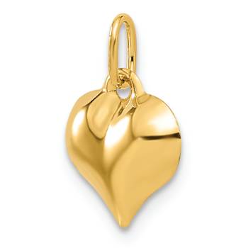 14k Yellow Gold 3D Polished Puffed Heart Pendant