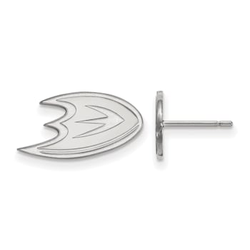 Rhodium Over Sterling Silver NHL Anaheim Ducks LogoArt Extra Small Post Earrings