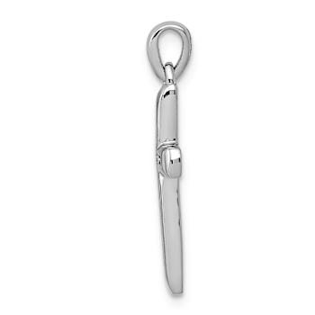 Rhodium Over 14k White Gold Small Diamond Cross Pendant