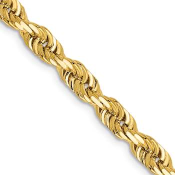 14k Yellow Gold 4.5mm Solid Diamond-Cut Quadruple Rope Chain