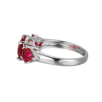 Lab Created Ruby Platinum Over Sterling Silver July Birthstone Ring 3.47ctw