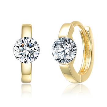 Moissanite Huggie Earrings In 14K Gold Over Sterling Silver 2.2ctw DEW