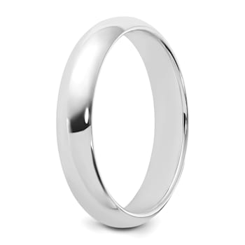 Rhodium Over Sterling Silver 4mm Half-Round Band