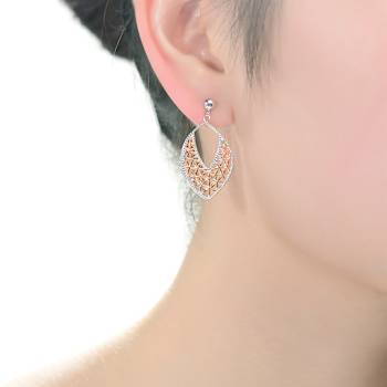 Two-Tone Teardrop Dangle Earrings In Sterling Silver And 18K Rose Gold
Over Sterling Silver