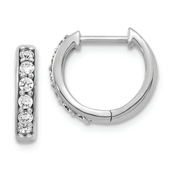 Rhodium Over 14K White Gold Lab Grown Diamond SI1/SI2, G H I, Hinged
Hoop Earrings