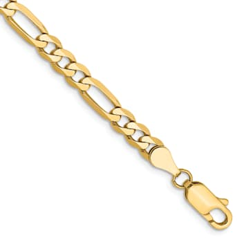 14K Yellow Gold 4.75mm Flat Figaro Chain Bracelet