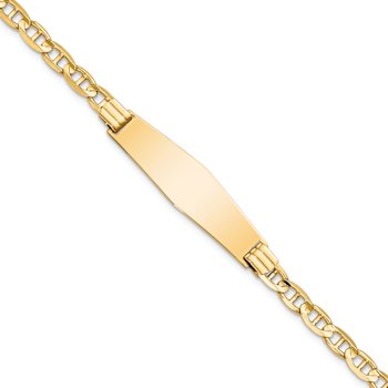 14k Yellow Gold Mariner Link Soft Diamond Shape ID Bracelet
