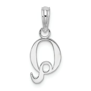 Sterling Silver Polished Block Initial -Q- Pendant