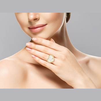 Mother-Of-Pearl Heart Signet Ring In 14K Gold Over Sterling Silver