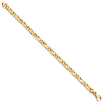 14k Yellow Gold 5.9mm Hand-Polished Fancy Link Bracelet