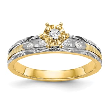 14K Yellow Gold AA Quality Engagement Ring 0.09ctw