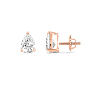 White Cubic Zirconia 14k Rose Gold Studs With Velvet Gift Box 2.00ctw
