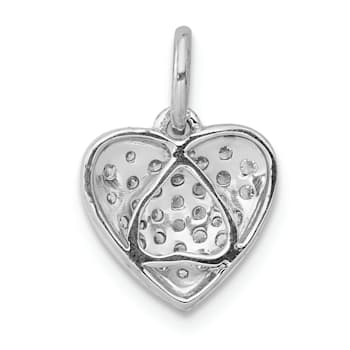 Rhodium Over 14k White Gold Diamond Heart Pendant