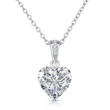 Heart Shape CZ Solitaire Pendant In Sterling Silver