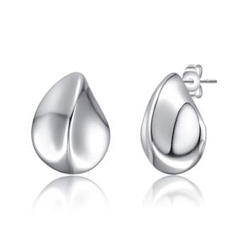 Raindrop Stud Earrings In Rhodium Over Brass