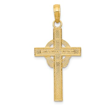 14K Yellow Gold Polished Claddagh Cross Pendant
