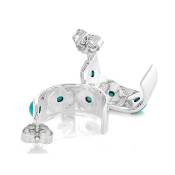 Blue Turquoise Sterling Silver Sun Hoop Earrings 4.5mm