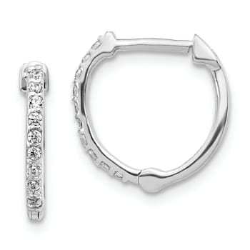 Rhodium Over 14K White Gold Lab Grown Diamond Hoop Earrings
