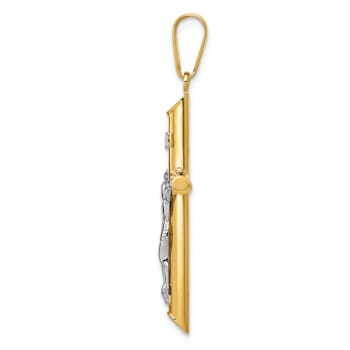 14K Yellow and White Gold Hollow Crucifix Pendant