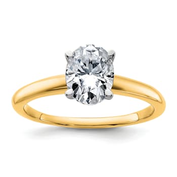 14K Yellow Gold With White Gold Accents 1 1/2 ct. G H I True Light Oval
Moissanite Solitaire Ring