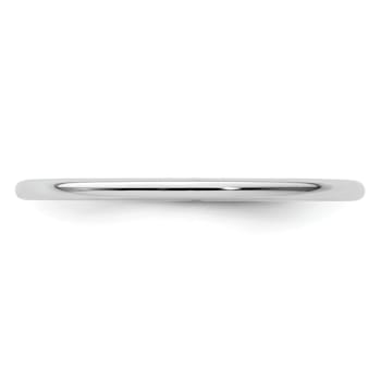 Rhodium Over 10K White Gold 1.2mm Half Round Stackable Expressions Band