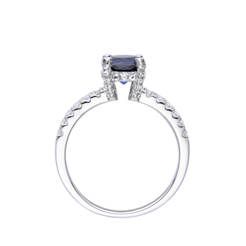 Blue Lab Created Sapphire Ring Round Solitaire Rhodium Over Sterling
Silver Ring
