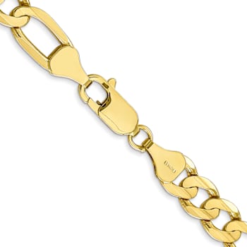 10k Yellow Gold 6.75mm Concave Open Figaro Link Bracelet