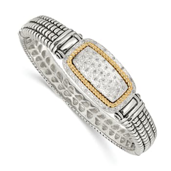 Sterling Silver with 14K Gold Over Sterling Silver Oxidized 1/4ct.
Diamond Bangle Bracelet