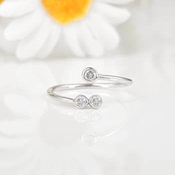 Lab Grown Diamond Bypass Rhodium over Sterling Silver Open Ring
