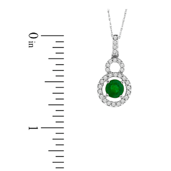 0.63ctw Emerald and Diamond Pendant 14k White Gold