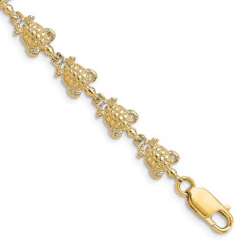 14k Yellow Gold Textured Turtle Link Bracelet
