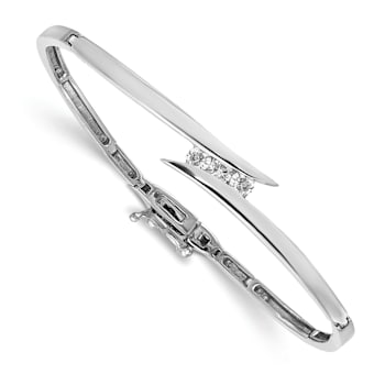Rhodium Over 14k White Gold Diamond Hinged Bangle 0.27ctw
