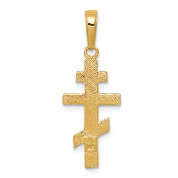 14K Yellow Gold Eastern Orthodox Cross Pendant