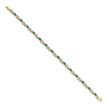 14k Yellow Gold and Rhodium Over 14k Yellow Gold Diamond and Emerald
Infinity Bracelet
