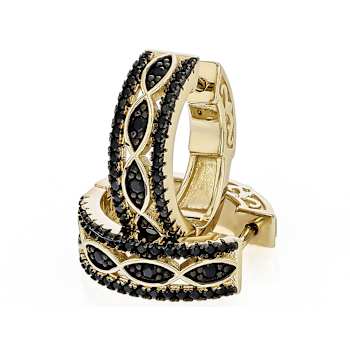 Black Spinel Hoop Earrings In 18K Gold Over Sterling Silver 0.46ctw