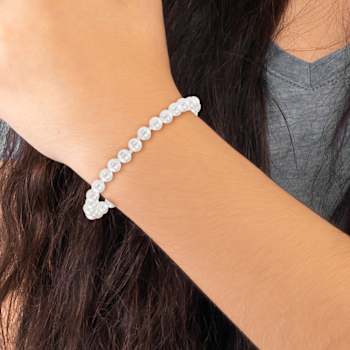 14k Yellow Gold Children's 4.5mm-5.5mm Imitation Shell Pearl Bracelet