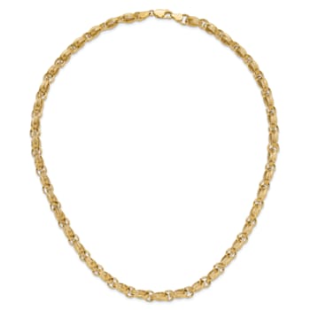 14K Yellow Gold Polished Oval Fancy Link Necklace