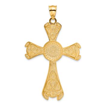 14k Yellow Gold Textured Celtic Cross Pendant