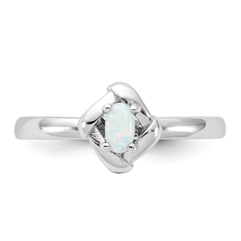 Sterling Silver Stackable Expressions Lab Created Opal Ring 0.09ctw