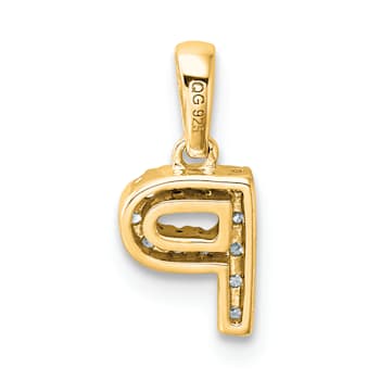 14K Yellow Gold Diamond Letter P Initial with Bail Pendant
