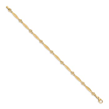 14k Yellow Gold Diamond Heart Bracelet