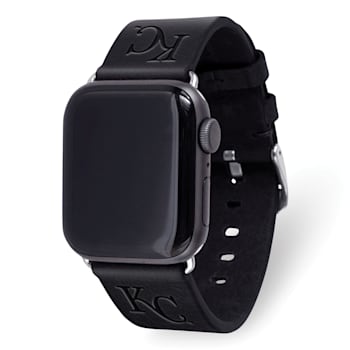 Gametime MLB Kansas City Royals Black Leather Apple Watch Band (42/44mm
S/M). Watch not included.