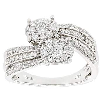 Cluster Bypass Lab-Grown Diamond Ring 0.75ctw In Sterling Silver