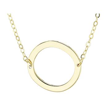 Sideways Initial O Necklace In Solid 14K Yellow Gold 18 Inch
