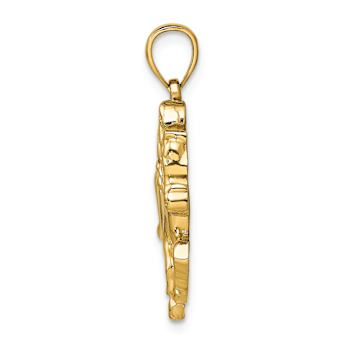 14k Yellow Gold Jockey on Horse Pendant