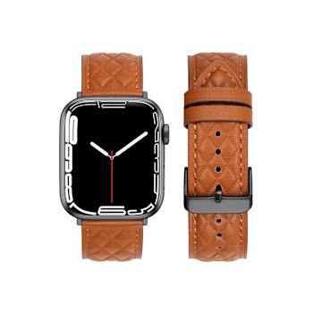 Brown Quilted Leather Apple Watch Band with Buckle (38-40-41mm). Band
Only, Watch Not Included.