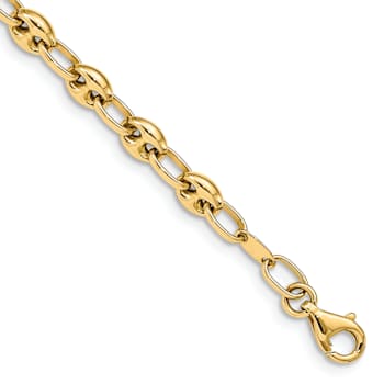 14k Yellow Gold 4.9mm Polished Link Bracelet