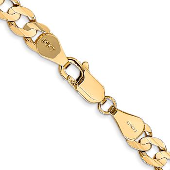 14k Yellow Gold 5.25mm Solid Open Concave Curb 22 Inch Chain